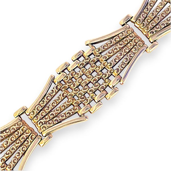 FLASH SALE | 9ct Gold Bar Gate Bracelet Valuation $13,500. R # 71762863852872705114