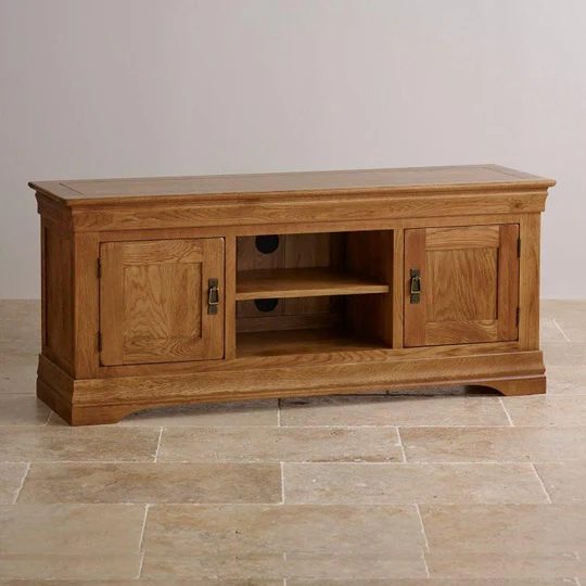 French Rustic Solid Oak Widescreen TV Cabinet (Oak Furniture Store) Carousel 1