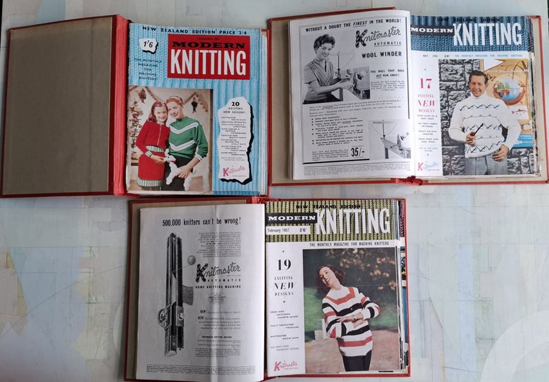 Treasure!! 3 folders - 1956, 1957, 1958 - NZ Edition of Modern Knitting magazine Carousel 1