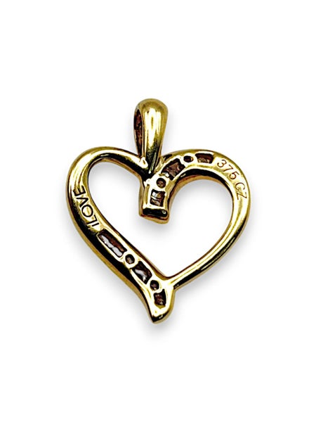 9ct Gold Heart Smooth Pendant with CZ. R # 341 Carousel 2