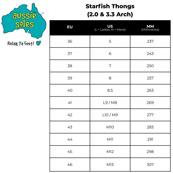Aussie Soles Starfish 3.3 High Arch Thongs - Black Carousel 4