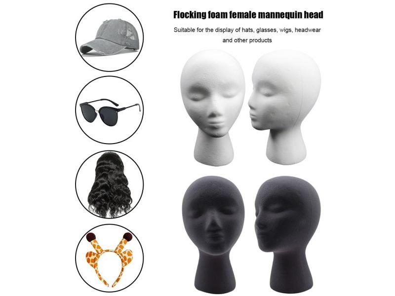 Practical Foam Flocking Head Mold For Women's Wig Hat Display Carousel 2