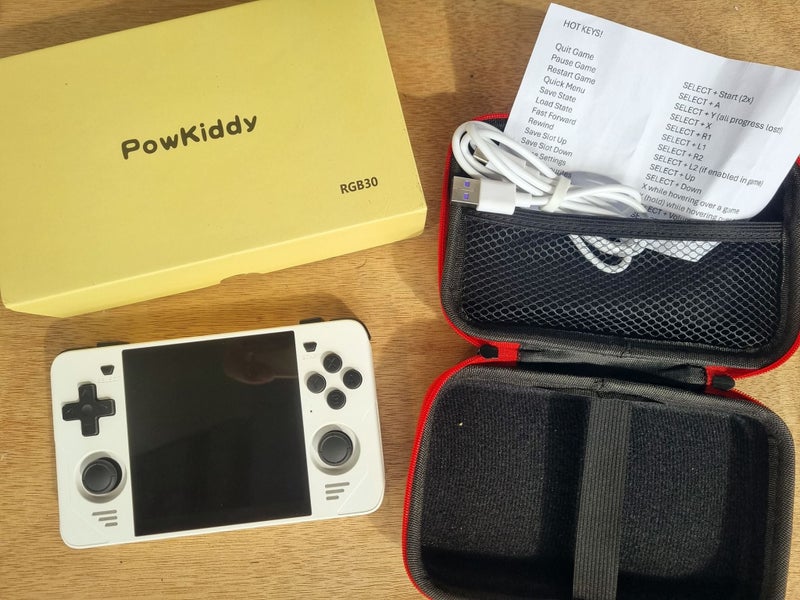 Powkiddy RGB30 White with 128GB SD and Storage Case - Retro Hand Held Carousel 1