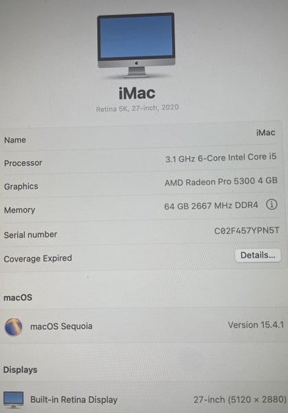 Apple iMac Core i5 3.1 27" (5k retina) 2020 model (16TB Ram/ 250GB SSD) -superb! Carousel 12