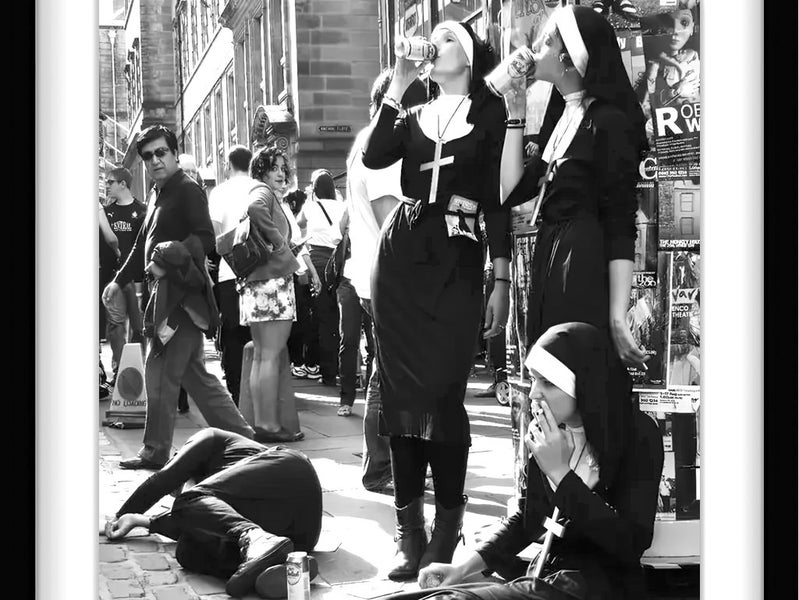 Drinking Nuns | Vintage B&W Wall Art | Framed Photo Carousel 1