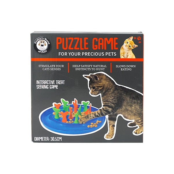 Dudleys World Of Pets Puzzle Interactive Cat Pet Play Toy Game Food Bowl Carousel 1