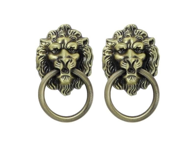 10Pcs Lion Head Zinc Alloy Door Knocker Hardware With Screws Carousel 2