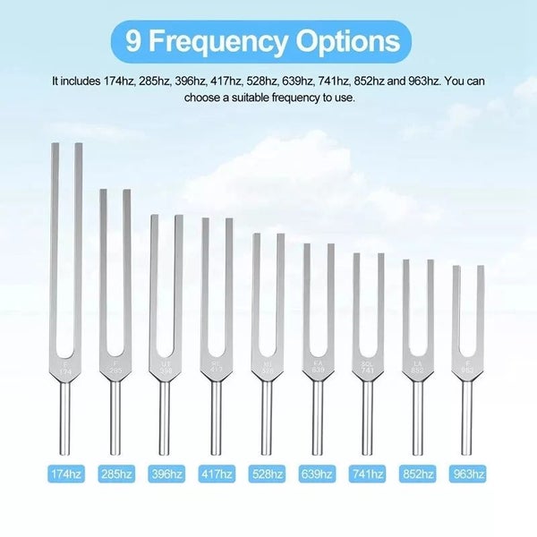 9x Solfeggio Tuning Fork Set with Voice Box for Yoga DNA Healing Sound Therapy Carousel 2