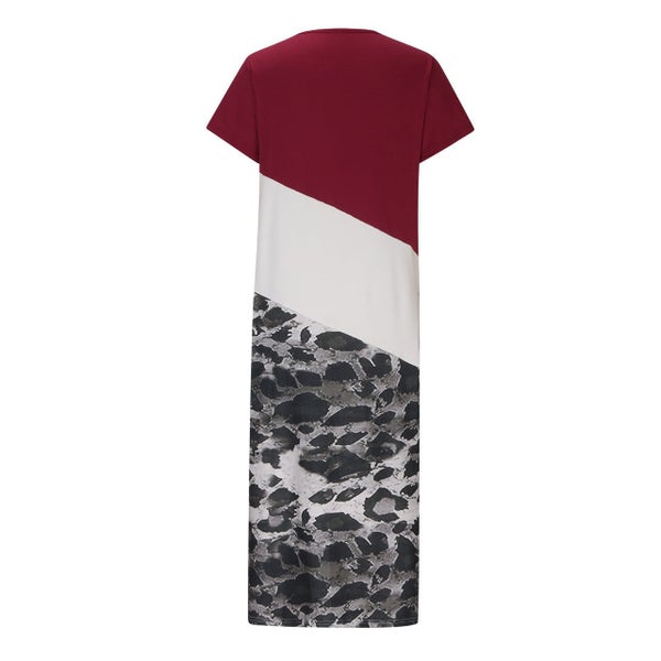 Leopard Joint Colour Patchwork Split Long Dress Carousel 2
