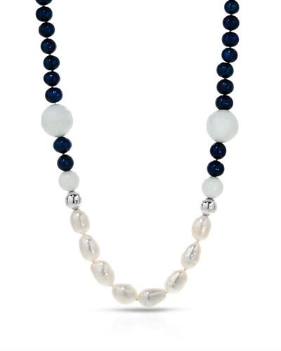 SALE! FRESHWATER PEARLS & Precious Stones .925 Necklace . Carousel 1