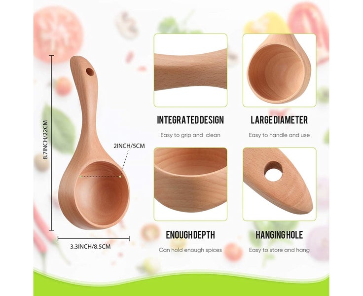 2 Pieces Bath Salt ScoopInches Wooden Ladle Spoon Multipurpose Wood Wate Carousel 2