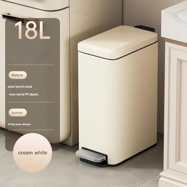 18L Slim Kitchen Trash Can -White Carousel 1