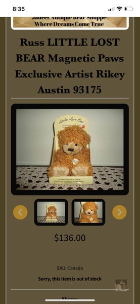 RUSS BEAR LARGE - 47cm little lost bear NEW Carousel 9