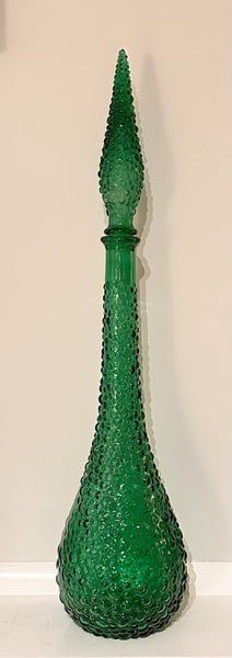 Retro Green Italian Empoli Genie bottle with bubble detail - 1960s Carousel 1