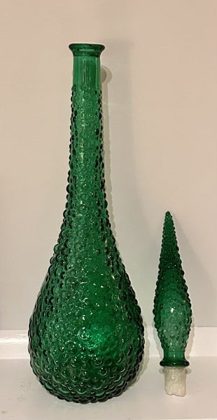 Retro Green Italian Empoli Genie bottle with bubble detail - 1960s Carousel 2