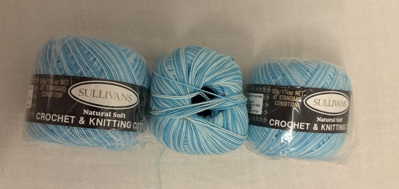 4ply 100% Cotton 50g x 3 balls Aqua vibes Carousel 1