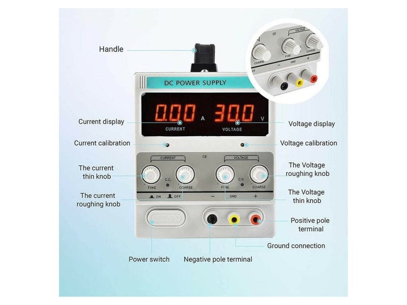 30V 5A DC Power Supply Precision Variable Digital Adjustable Lab Grade Carousel 14