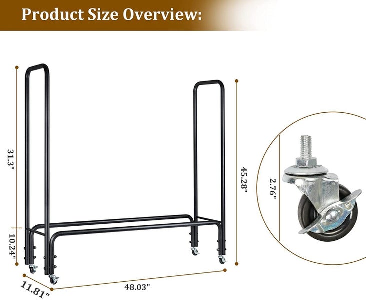 Firewood Rack Log Storage Rack with Wheels Carousel 2