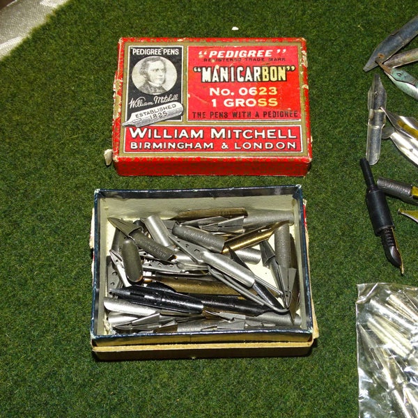 Bulk lot of Antique Mitchell Quill Pen Nibs and Boxes 1930's or earlier Carousel 2
