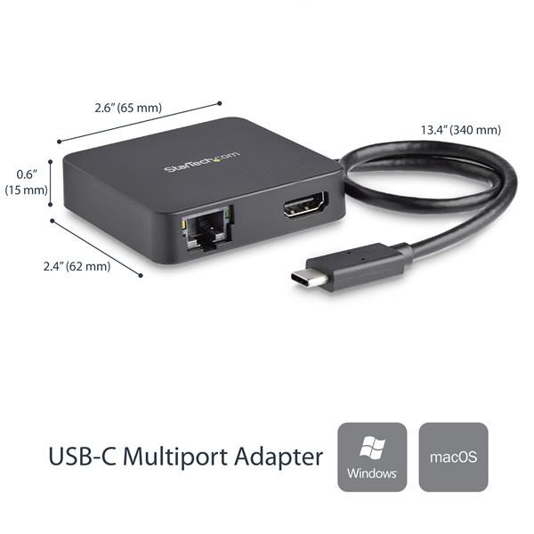 USB-C Multiport Adapter for Laptops - 4K HDMI - GbE - USB-C - USB-A Carousel 2