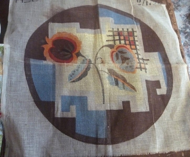 Art Deco Vintage 30s Geometric Tapestry Hessian Carousel 1