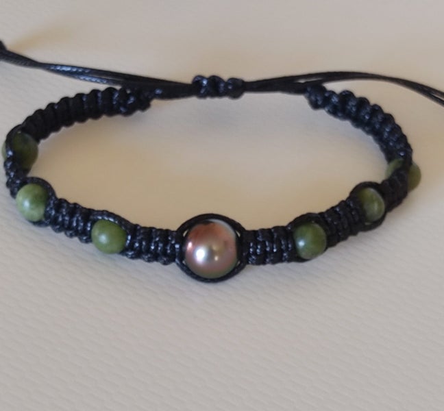 Tahitian Pearl Macrame Bracelet-10mm Unique Gift for Mum Carousel 1