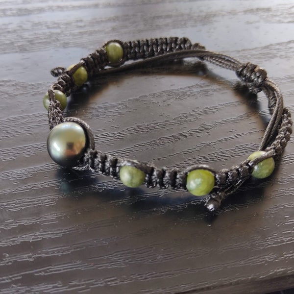Tahitian Pearl Macrame Bracelet-10mm Unique Gift for Mum Carousel 4