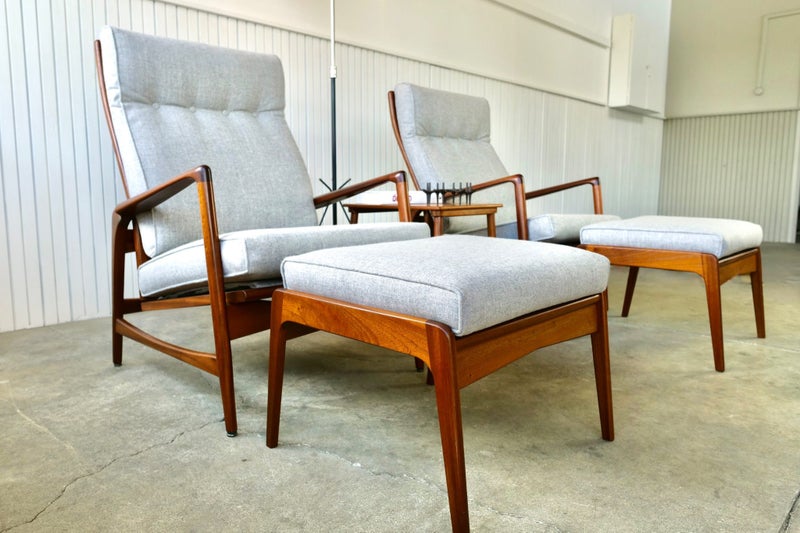 A STUNNING IB KOFOD LARSEN RECLINER WITH STOOL ONE OF TWO Carousel 1