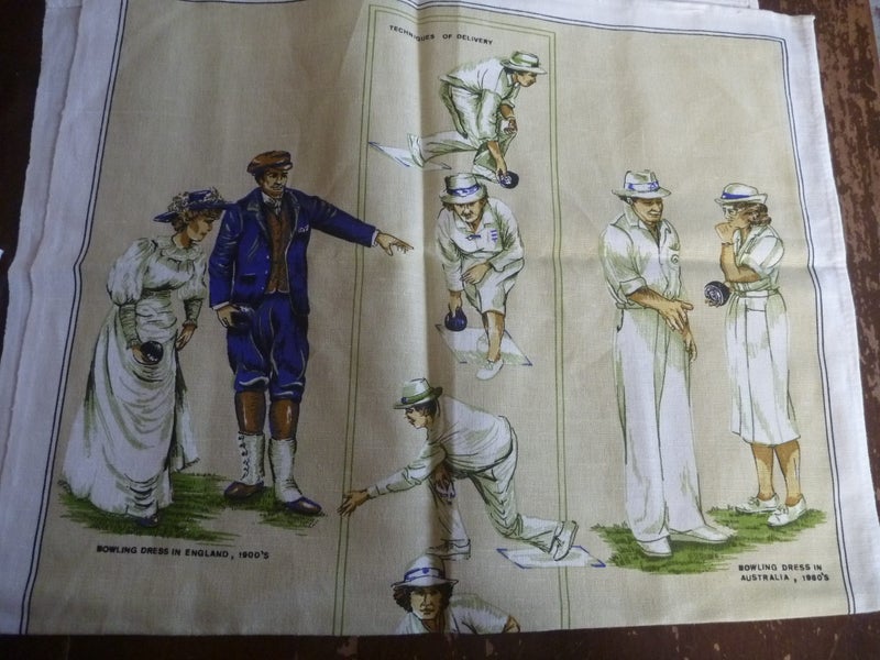 Vintage History Of Bowling MINT Linen Teatowel Carousel 2