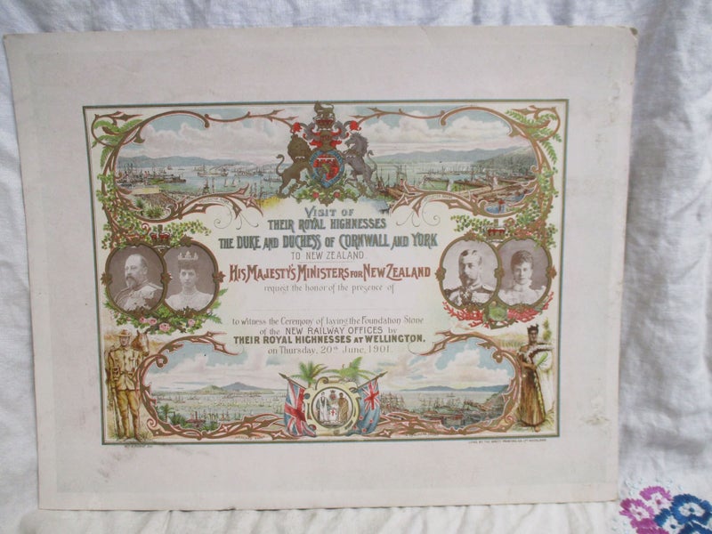 SR 1577 - VERY RARE - Royal Visit to New Zealand 1901 Invitation Carousel 1