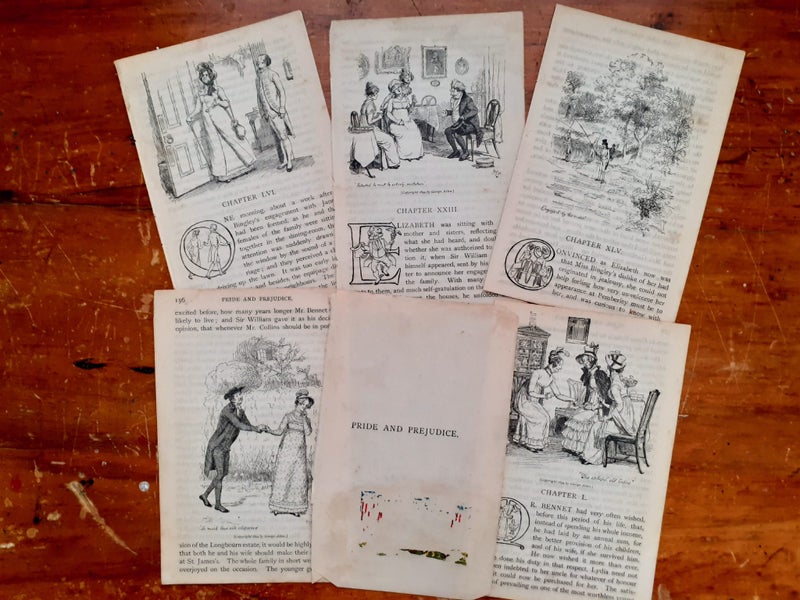 One off Unique Book Ephemera, Antique & Vintage End Papers, Ads etc for crafting Carousel 13