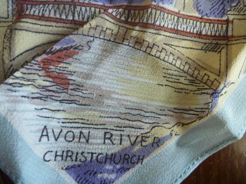 NZ Kiwiana Pure Silk Hankerchief Divine Black Marlin Maps Geysers and MORE! Carousel 7