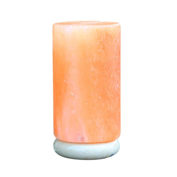 12V 12W Cylinder Himalayan Pink Salt Lamp Carved Rock Crystal Light Bulb On/Off Carousel 1