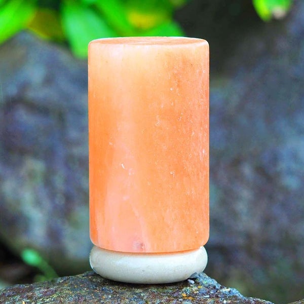12V 12W Cylinder Himalayan Pink Salt Lamp Carved Rock Crystal Light Bulb On/Off Carousel 2