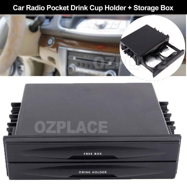 Universal Double Din Radio Pocket Drink-Cup Holder + Storage Box for Car Truck Carousel 1