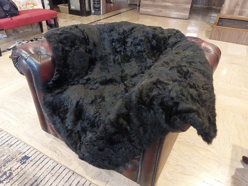 New Single Dark Green Real NZ Possum Full Fur Throw - No Reserve! - B6370 Carousel 1