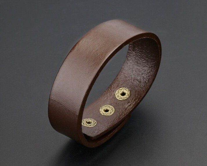 Men's Genuine Brown Leather Bracelet - SALE! Carousel 1