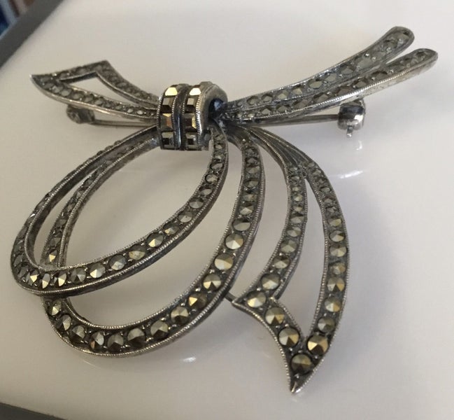 Sterling Silver & Marcasite VINTAGE Brooch Carousel 4