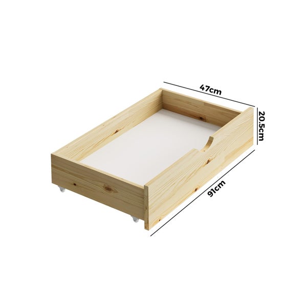 Oikiture 2x Trundle Drawers for Bed Frame Base Storage with Wheels Wooden Carousel 10