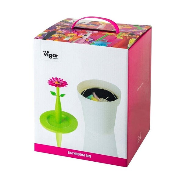 Vigar Flower Power 3L Bathroom Trash Bin w Lid Garbage Rubbish Storage White Carousel 2