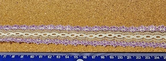 Vintage Lace:60cm Purple and white eyelet lace trim Carousel 2
