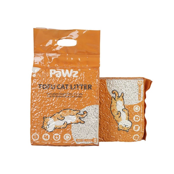 Pawz 2.5kg Tofu Cat Litter Clumping Flushable Fast Super Absorben Natural x1 Carousel 1