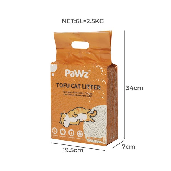 Pawz 2.5kg Tofu Cat Litter Clumping Flushable Fast Super Absorben Natural x1 Carousel 10
