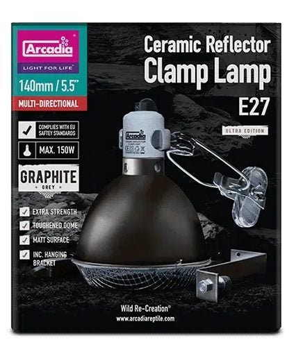 Arcadia Ceramic Reflector Clamp Lamp – Graphite 140mm Carousel 1