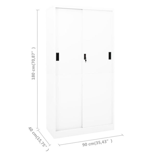Office Cabinet With Sliding Door White 90X40x180 Cm Steel Cabinets & Cupboards Carousel 2