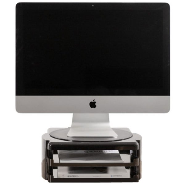 Office Monitor 360 Degree Rotatable Riser Base Stand with 2x Trays Carousel 1