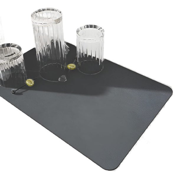 Elosung 2 Pcs Dark Gray Kitchen Drying Mat Super Absorbent Dish & Cup Drainer Pa Carousel 1