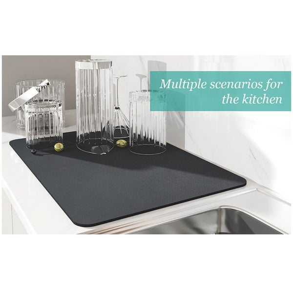 Elosung 2 Pcs Dark Gray Kitchen Drying Mat Super Absorbent Dish & Cup Drainer Pa Carousel 2