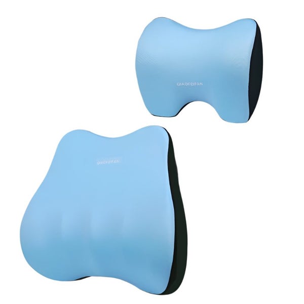 Elosung Ergonomic Blue Memory Foam Car Seat Neck & Lumbar Support Set Carousel 1