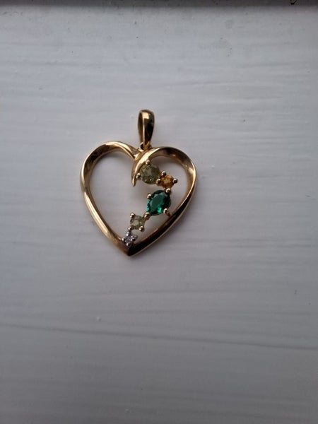 9ct yellow gold and multi coloured cubic zirconia heart pendant Carousel 1